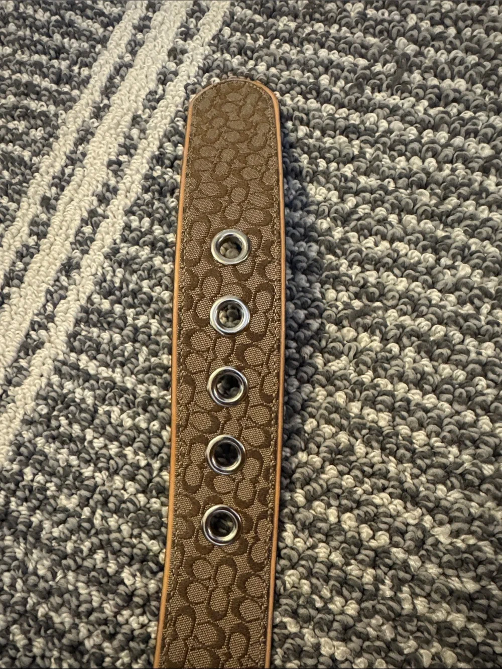 Coach Brown Signature Canvas Belt with Tan Leather Trim NWOT